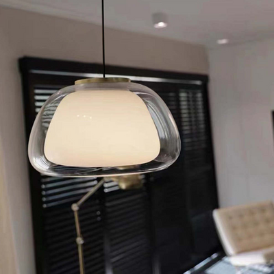 Modern Jelly Pendant Light – Elegant White Glass Shade with Adjustable Drop