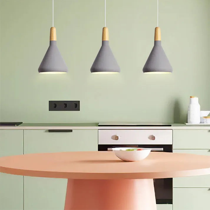 French Macaron Cone Pendant Light – Playful & Elegant Metal Hanging Lamp (E26/E27)