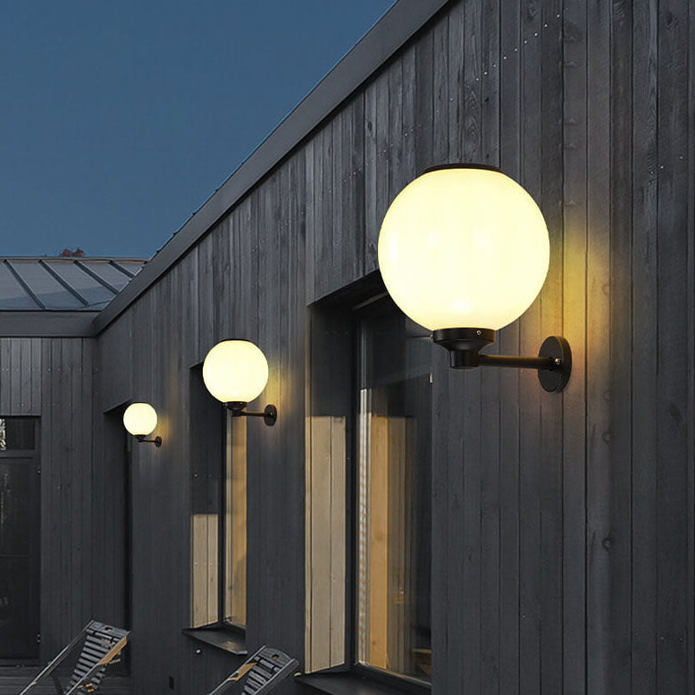 Solar-Powered LED Globe Wall Light – Elegant Outdoor Lamp for Pathways & Entrances