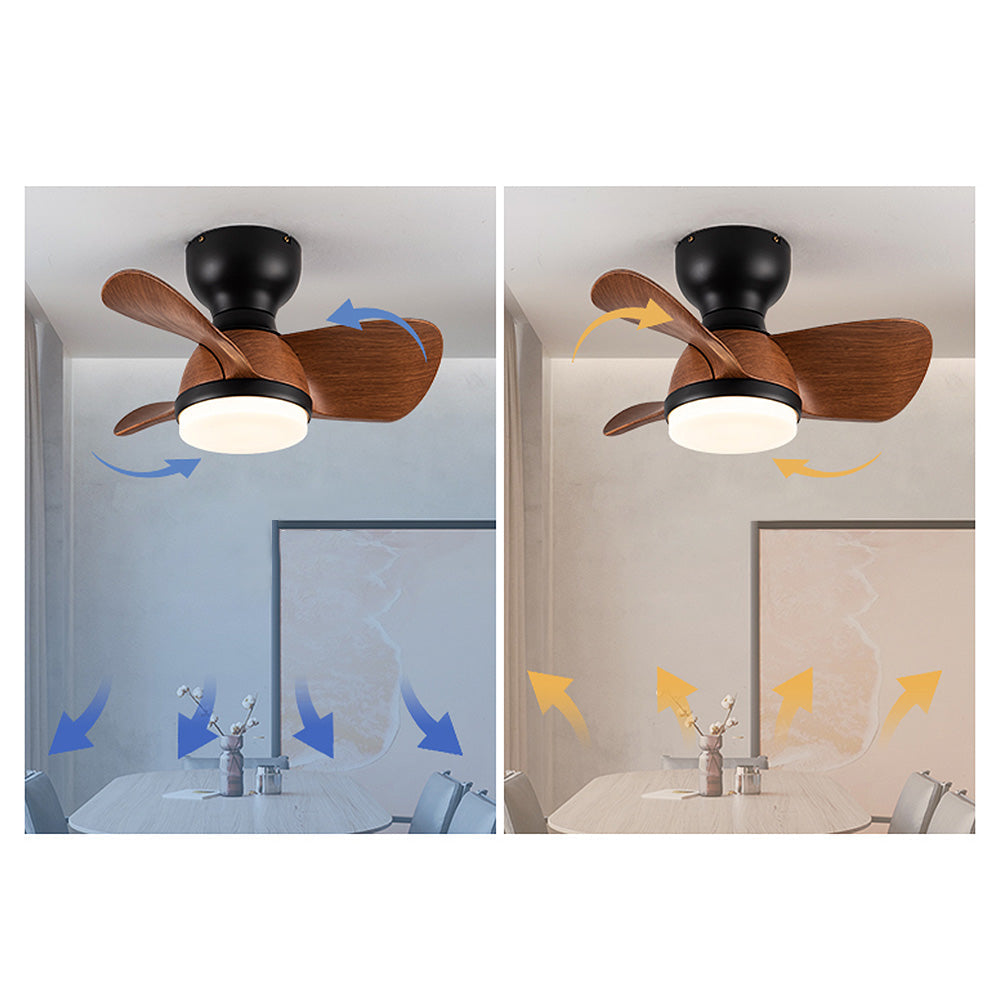Modern Wooden Ceiling Fan with LED Light & Remote Control (54cm, 3-Colour Light, 220V-240V)