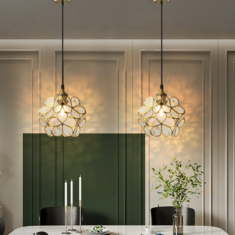 Petal Glass Pendant Light – Elegant Floral-Inspired Hanging Lamp (E27, Adjustable 150cm)
