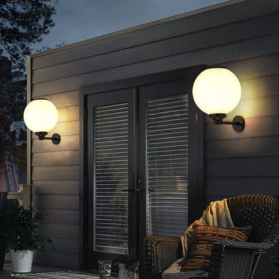 Solar-Powered LED Globe Wall Light – Elegant Outdoor Lamp for Pathways & Entrances