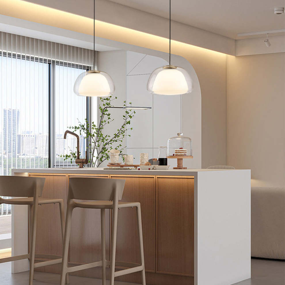 Modern Jelly Pendant Light – Elegant White Glass Shade with Adjustable Drop