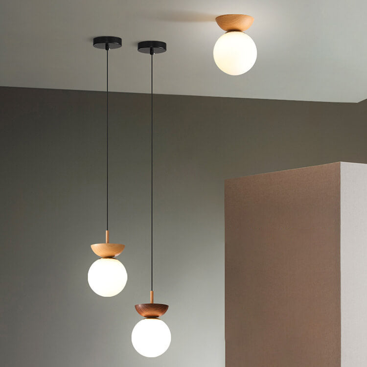 Log Japanese Pendant Lamp – Minimalist LED Ceiling Light with Adjustable Colour Modes