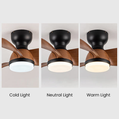 Modern Wooden Ceiling Fan with LED Light & Remote Control (54cm, 3-Colour Light, 220V-240V)