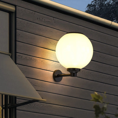 Solar-Powered LED Globe Wall Light – Elegant Outdoor Lamp for Pathways & Entrances
