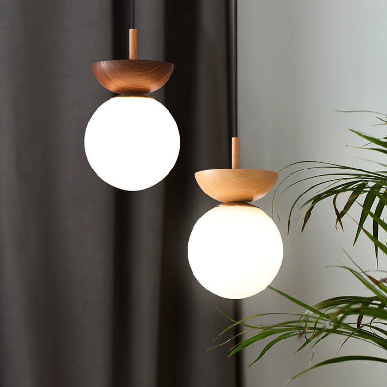 Log Japanese Pendant Lamp – Minimalist LED Ceiling Light with Adjustable Colour Modes