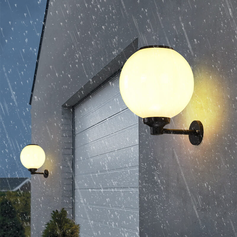Solar-Powered LED Globe Wall Light – Elegant Outdoor Lamp for Pathways & Entrances