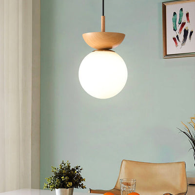 Log Japanese Pendant Lamp – Minimalist LED Ceiling Light with Adjustable Colour Modes