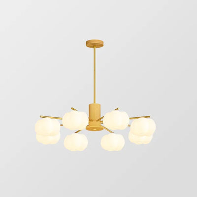 Modern Wooden Cotton Ball Chandelier – Elegant LED Ceiling Light for Living Rooms
