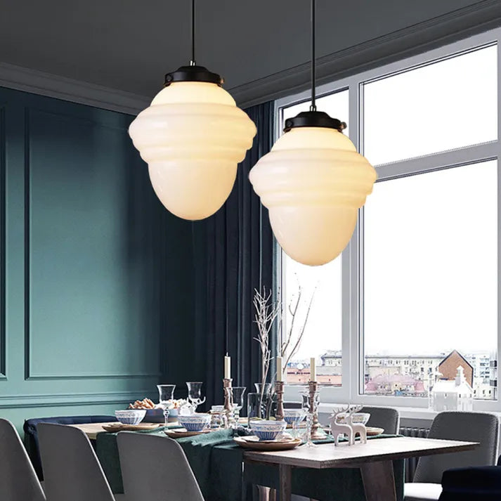 Vintage Geometric Milk Glass Pendant Light – Timeless Elegance with a Modern Touch