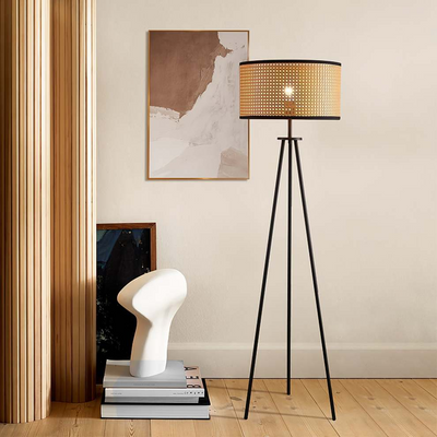 Rattan Tripod Floor Lamp – Natural Elegance with Modern Style