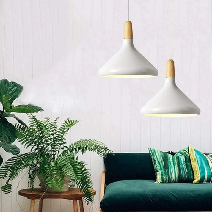 French Macaron Cone Pendant Light – Playful & Elegant Metal Hanging Lamp (E26/E27)
