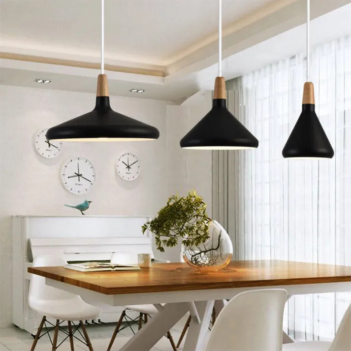 French Macaron Cone Pendant Light – Playful & Elegant Metal Hanging Lamp (E26/E27)