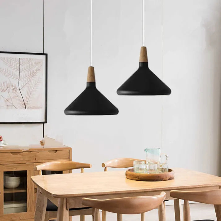 French Macaron Cone Pendant Light – Playful & Elegant Metal Hanging Lamp (E26/E27)