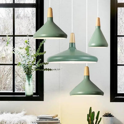 French Macaron Cone Pendant Light – Playful & Elegant Metal Hanging Lamp (E26/E27)