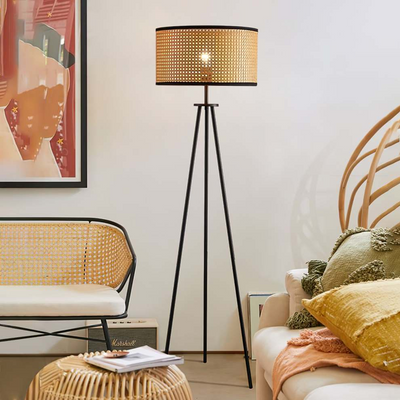 Rattan Tripod Floor Lamp – Natural Elegance with Modern Style