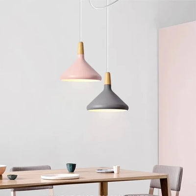 French Macaron Cone Pendant Light – Playful & Elegant Metal Hanging Lamp (E26/E27)