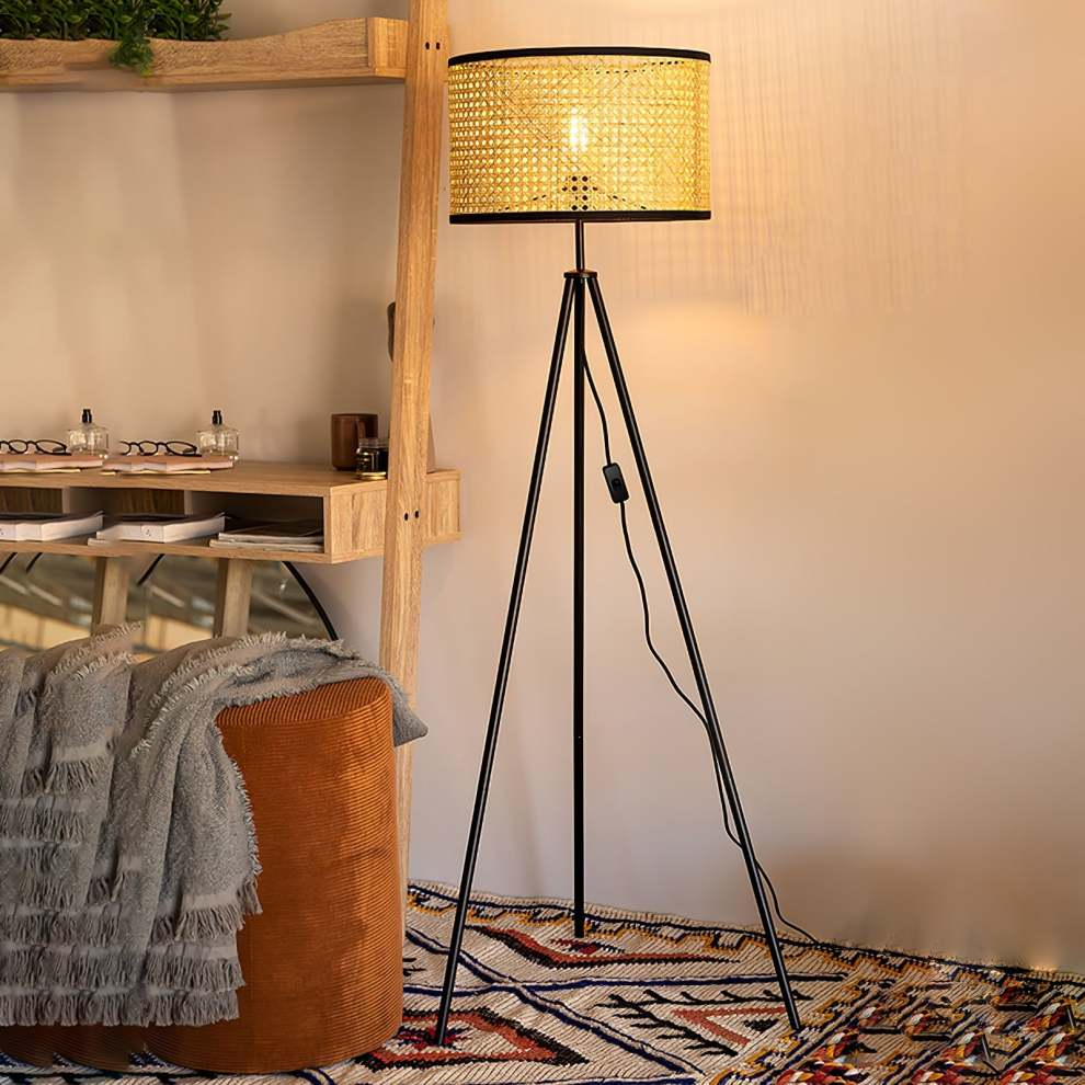 Rattan Tripod Floor Lamp – Natural Elegance with Modern Style