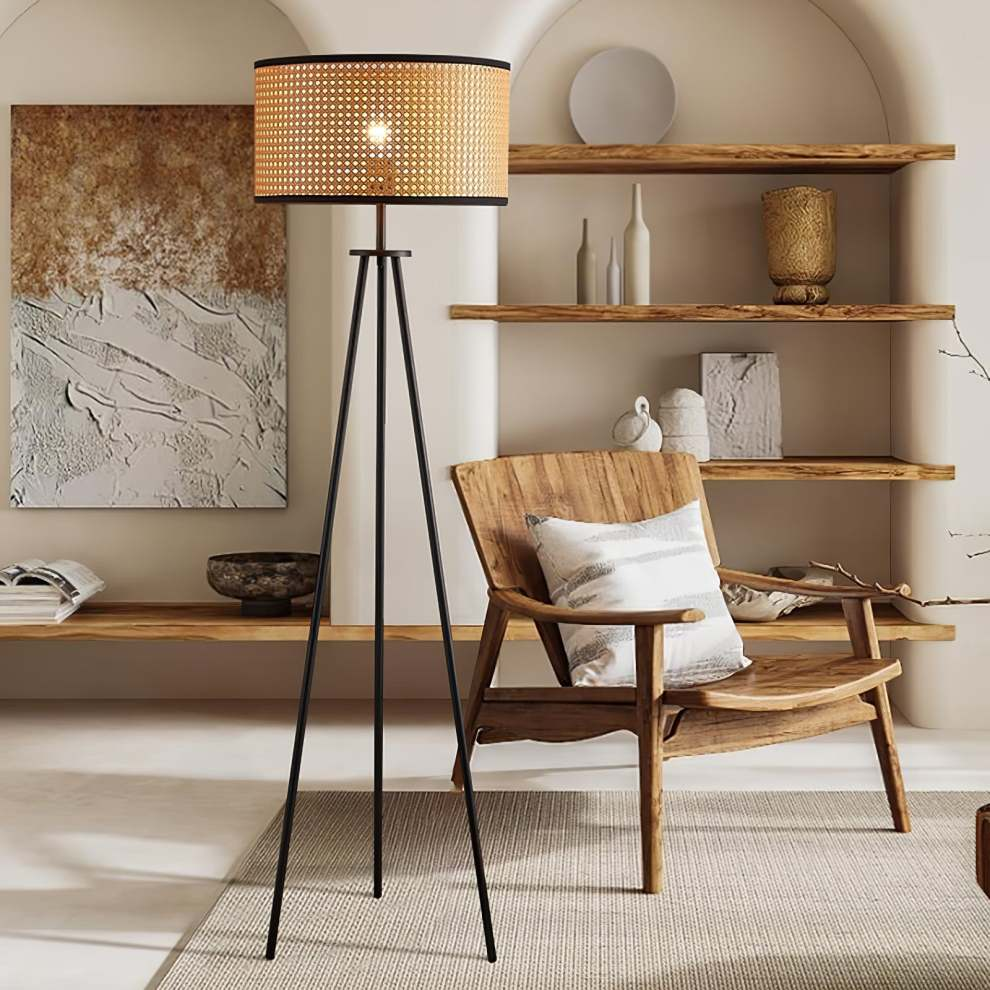 Rattan Tripod Floor Lamp – Natural Elegance with Modern Style