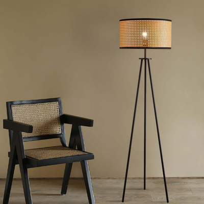 Rattan Tripod Floor Lamp – Natural Elegance with Modern Style
