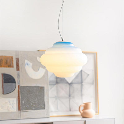 Gradient Cloudy Pendant Light – Frosted Glass Hanging Lamp in Vibrant Colours (E26/E27, Adjustable)