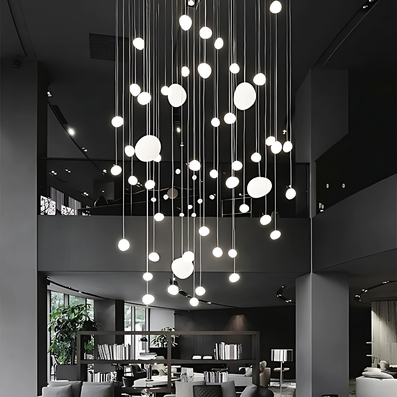LumiPebble Pendant Light – Elegant Glass and Pebble Design, Modern and Sophisticated