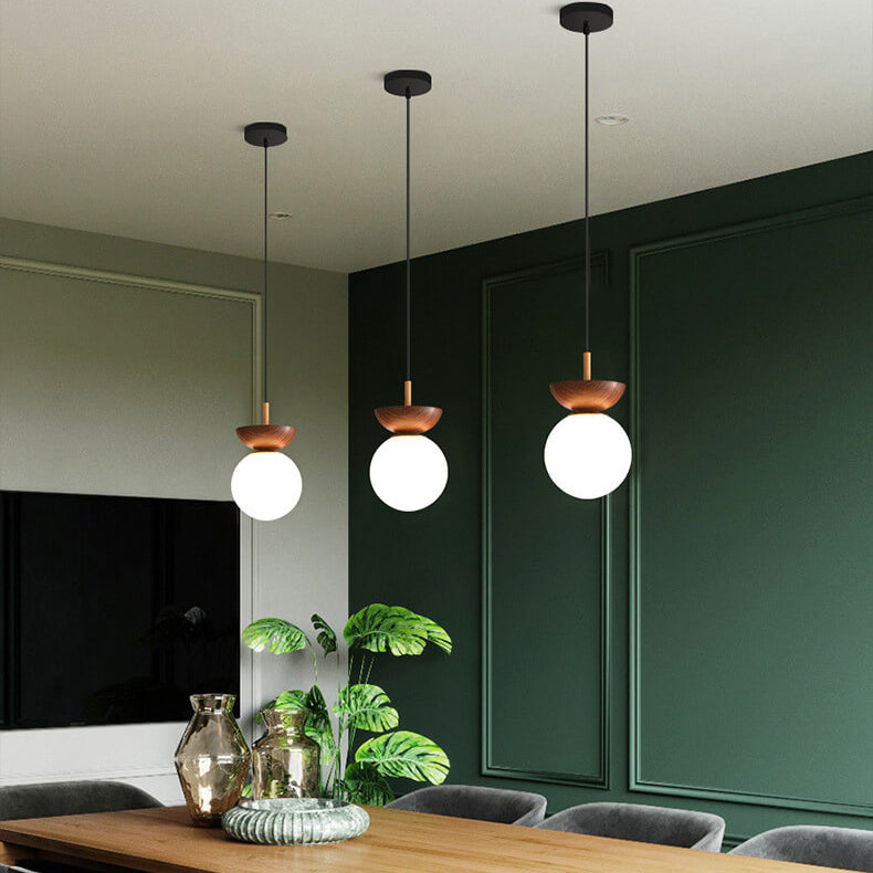 Log Japanese Pendant Lamp – Minimalist LED Ceiling Light with Adjustable Colour Modes