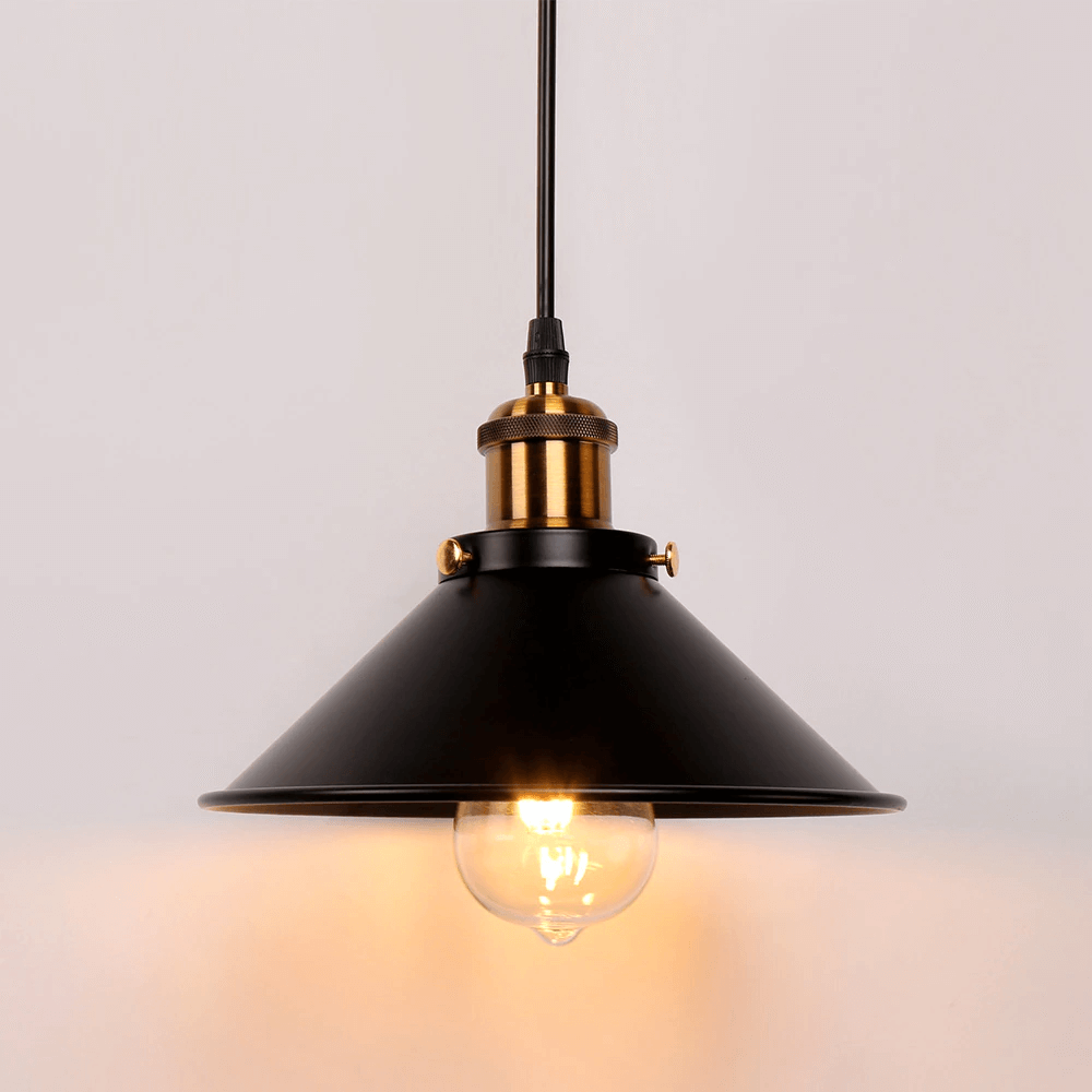 Vintage Brass Cone Pendant Light – Classic Industrial-Inspired Hanging Lamp