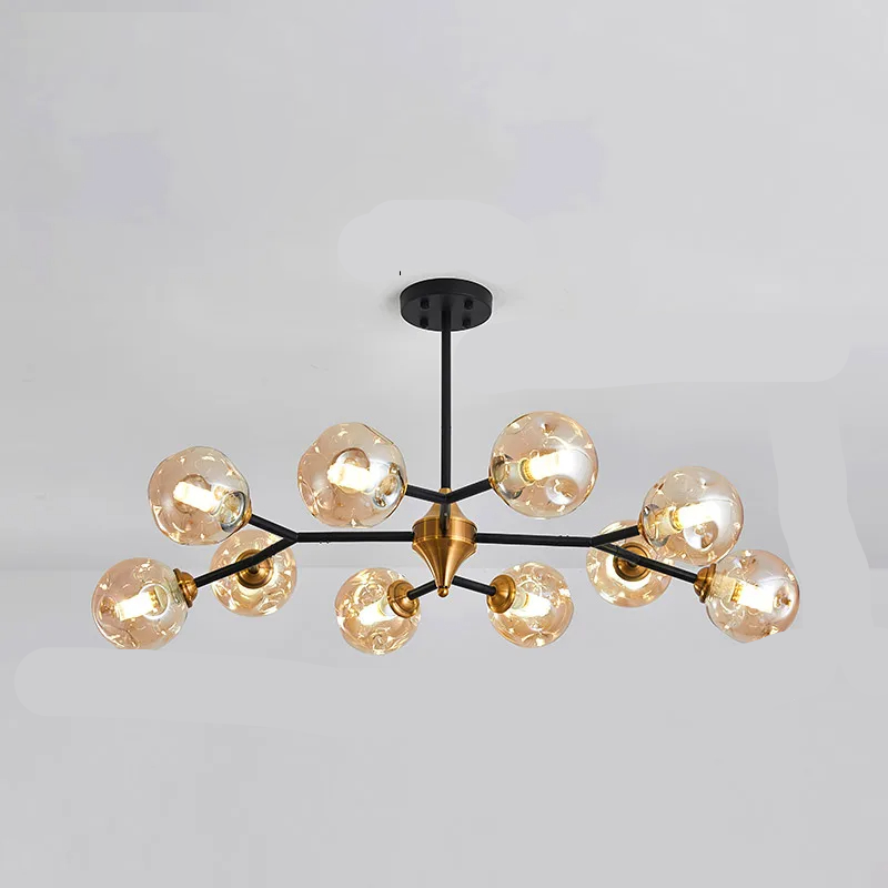 Nordic Glass Ball LED Chandelier – Modern Flush Mount Ceiling Light