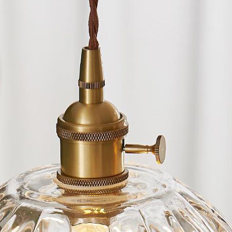 Flower Glass Pendant Light – Elegant Ribbed Glass Hanging Lamp with Dimmer
