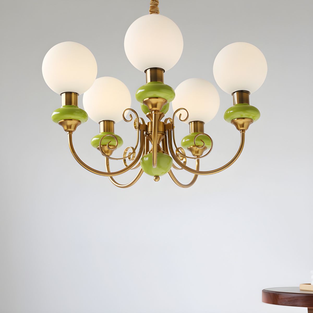 Onyx Chandelier – Elegant Green Glass Lighting for a Sophisticated Ambience