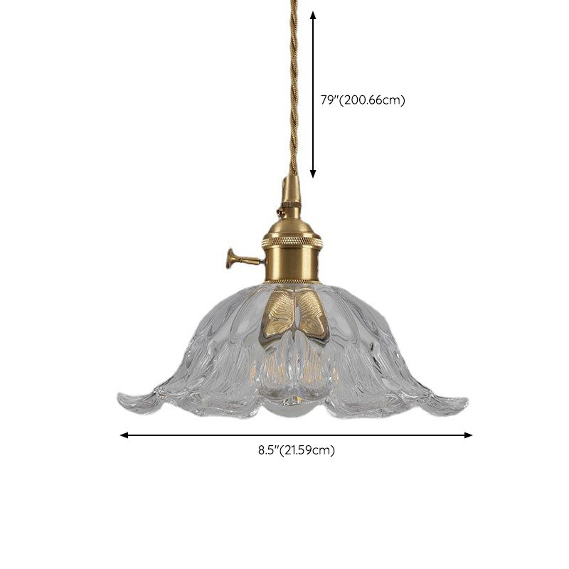 Flower Glass Pendant Light – Elegant Ribbed Glass Hanging Lamp with Dimmer