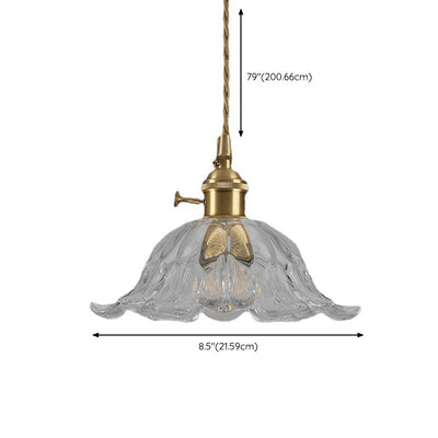 Flower Glass Pendant Light – Elegant Ribbed Glass Hanging Lamp with Dimmer