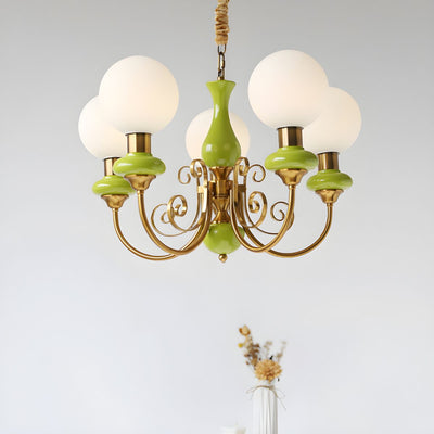 Onyx Chandelier – Elegant Green Glass Lighting for a Sophisticated Ambience