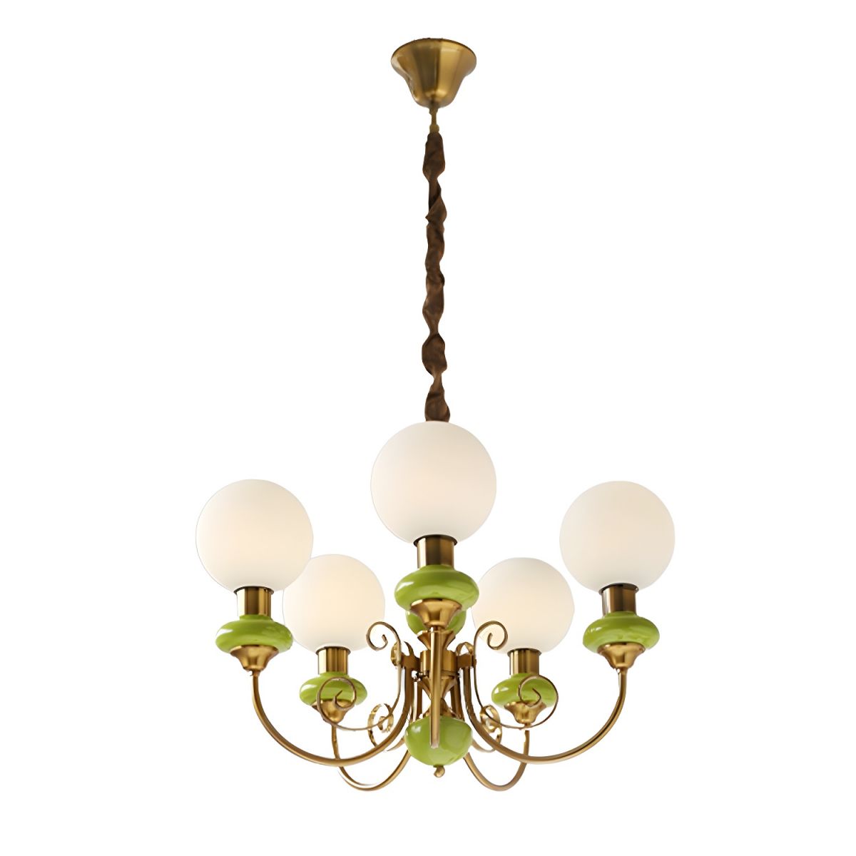 Onyx Chandelier – Elegant Green Glass Lighting for a Sophisticated Ambience