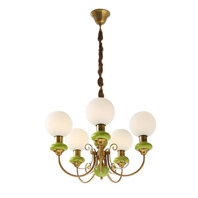 Onyx Chandelier – Elegant Green Glass Lighting for a Sophisticated Ambience