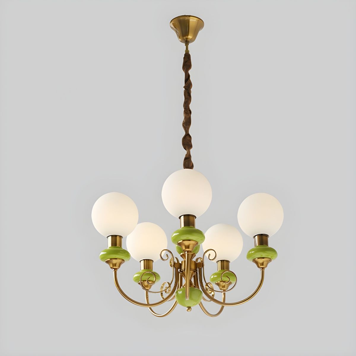 Onyx Chandelier – Elegant Green Glass Lighting for a Sophisticated Ambience
