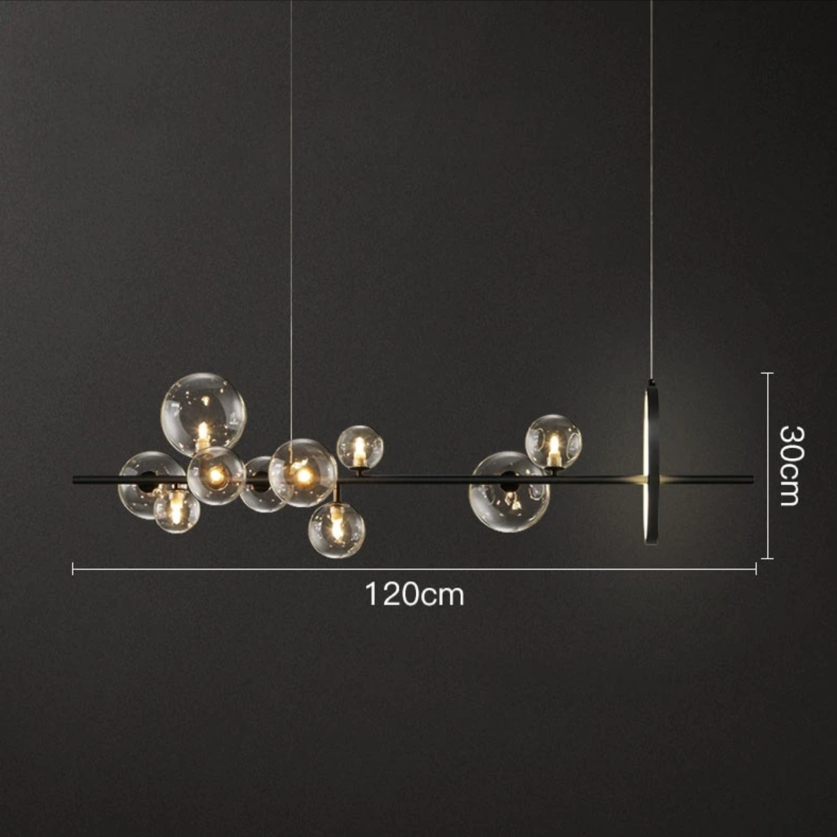 Bubble Glass Chandelier – Unique Transparent Floating Light Fixture (G4, Adjustable 150cm)