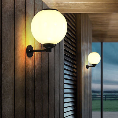 Solar-Powered LED Globe Wall Light – Elegant Outdoor Lamp for Pathways & Entrances