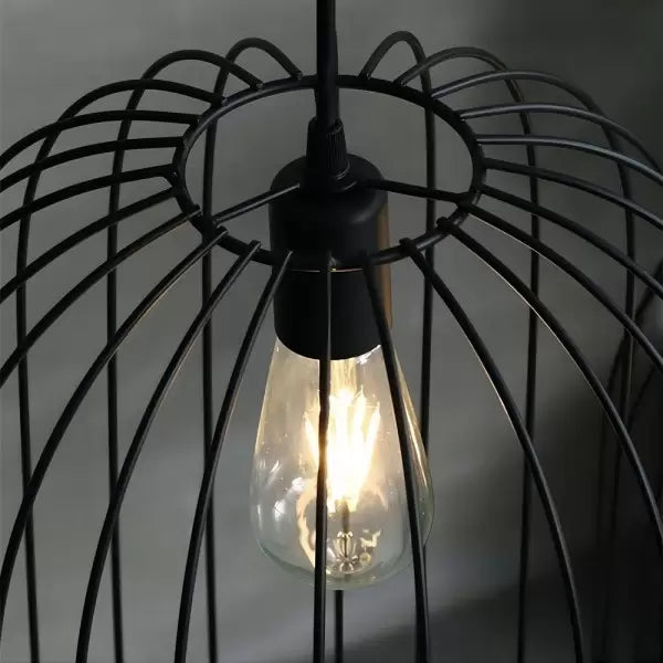 Striped Cage Floor Lamp – Modern Rattan & Metal Statement Lighting