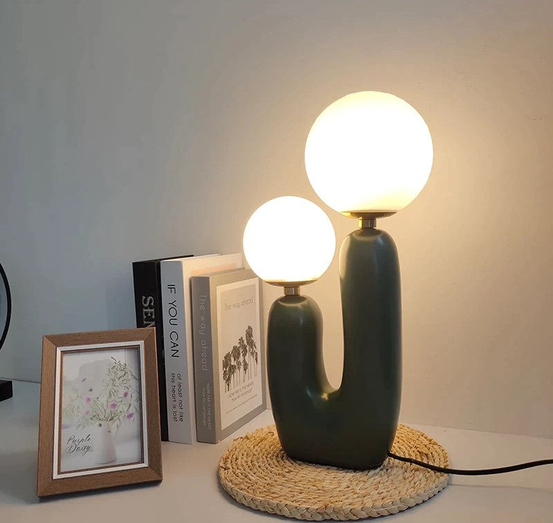 Cactus Table Lamp – Modern LED Touch Lamp with Milky Glass Spheres