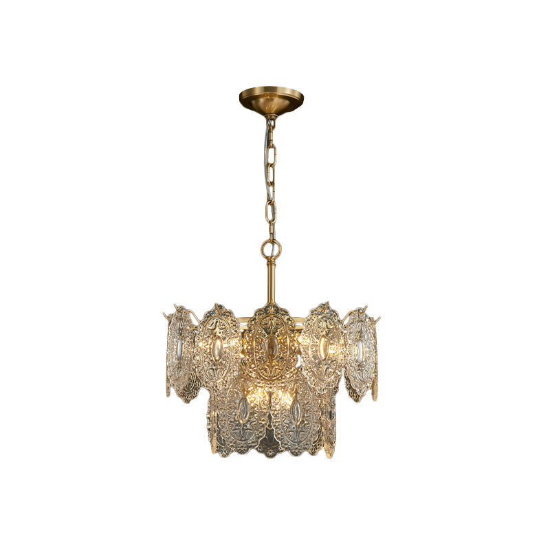 CrystalLuxe Chandelier – Elegant Embossed Crystal Ceiling Light (5/7 Heads)