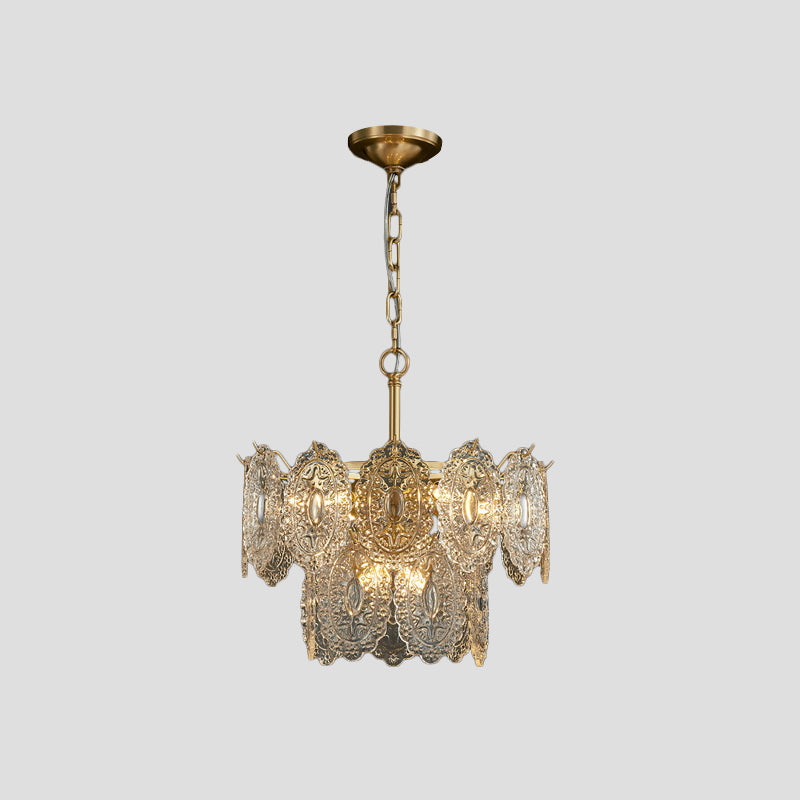 CrystalLuxe Chandelier – Elegant Embossed Crystal Ceiling Light (5/7 Heads)