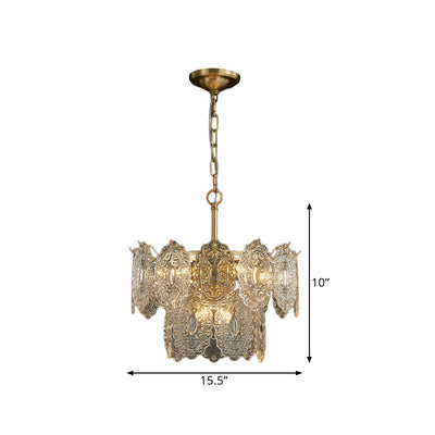 CrystalLuxe Chandelier – Elegant Embossed Crystal Ceiling Light (5/7 Heads)