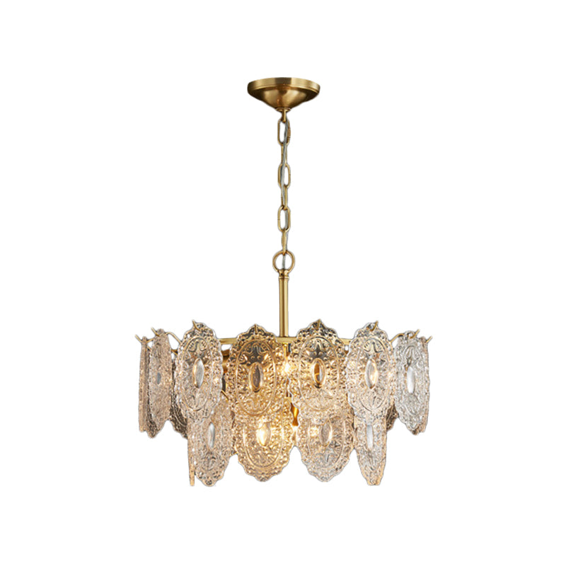 CrystalLuxe Chandelier – Elegant Embossed Crystal Ceiling Light (5/7 Heads)