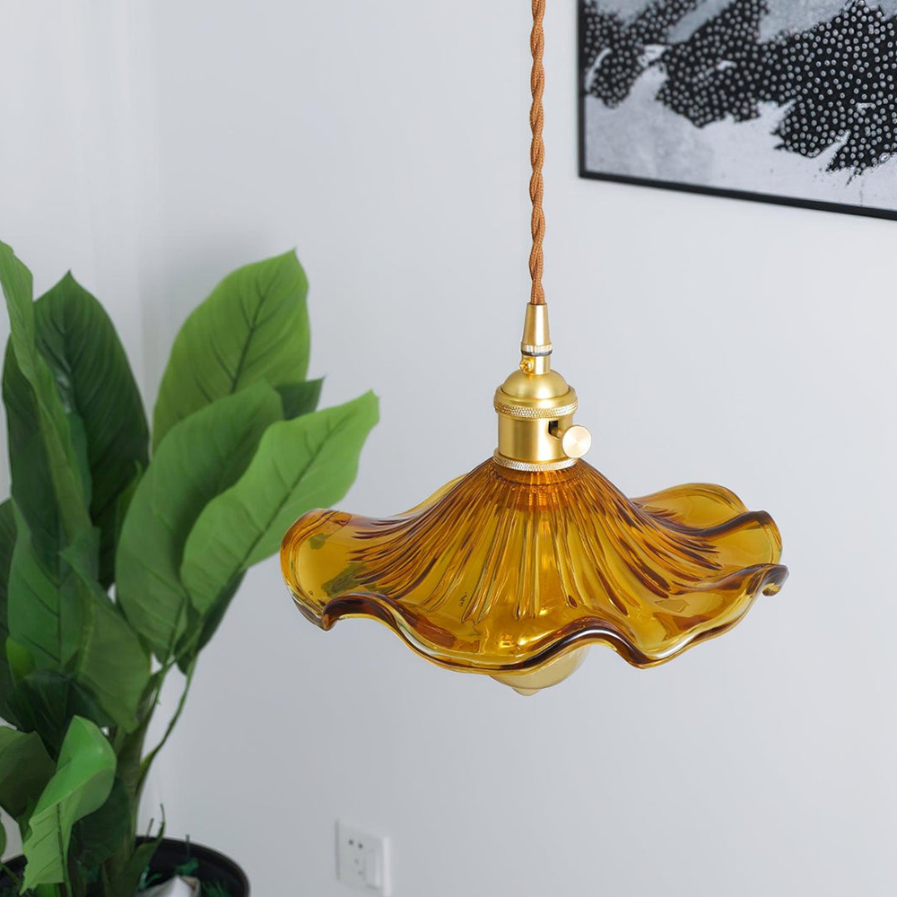 Floral Glass Pendant Light – Elegant LED Hanging Lamp for Sophisticated Interiors