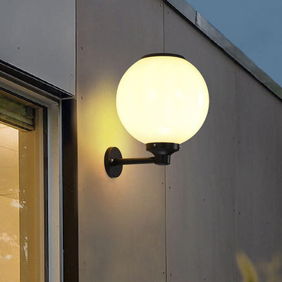 Solar-Powered LED Globe Wall Light – Elegant Outdoor Lamp for Pathways & Entrances