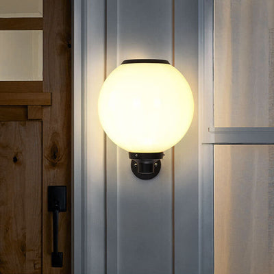 Solar-Powered LED Globe Wall Light – Elegant Outdoor Lamp for Pathways & Entrances