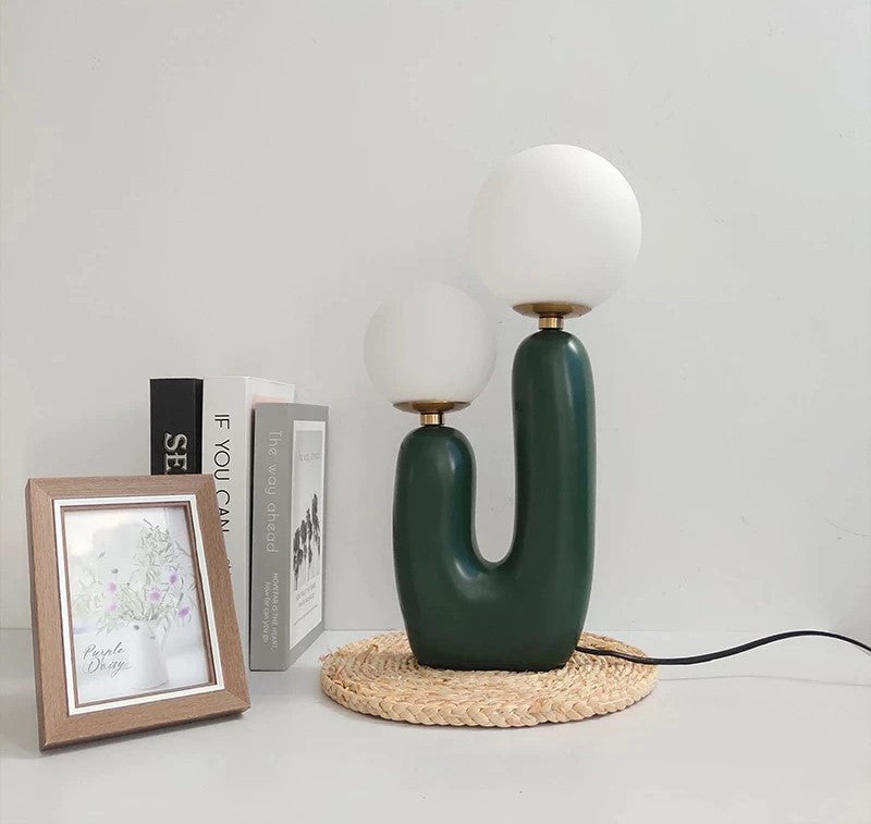 Cactus Table Lamp – Modern LED Touch Lamp with Milky Glass Spheres